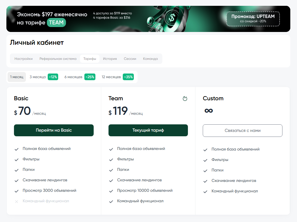 Актуальные тарифы MTWSPY 2026: Free, Basic за $70 и Team за $119 в месяц